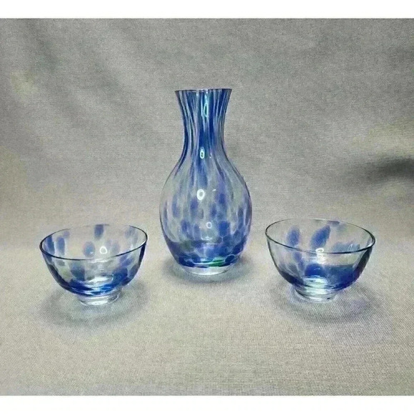 Vintage Tokkuri & Guinomi / Ochoko Sake Cups Murano Style Art Glass Hand Blown - Picture 3 of 5
